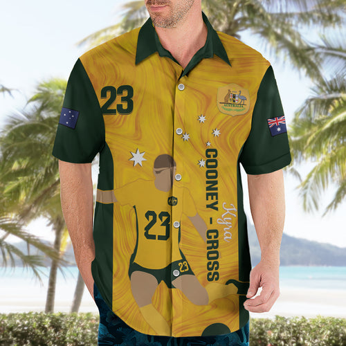 Australia Soccer Hawaiian Shirt Cooney Cross Matildas Gold Version