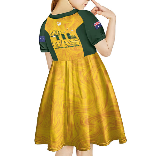 Australia Soccer Kid Short Sleeve Dress Cooney Cross Matildas Gold Version