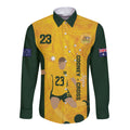 Australia Soccer Long Sleeve Button Shirt Cooney Cross Matildas Gold Version