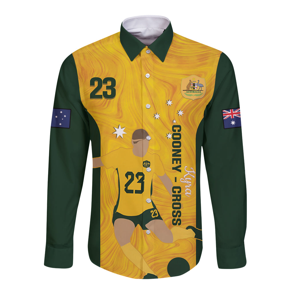 Australia Soccer Long Sleeve Button Shirt Cooney Cross Matildas Gold Version