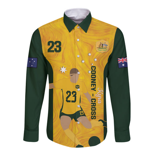 Australia Soccer Long Sleeve Button Shirt Cooney Cross Matildas Gold Version