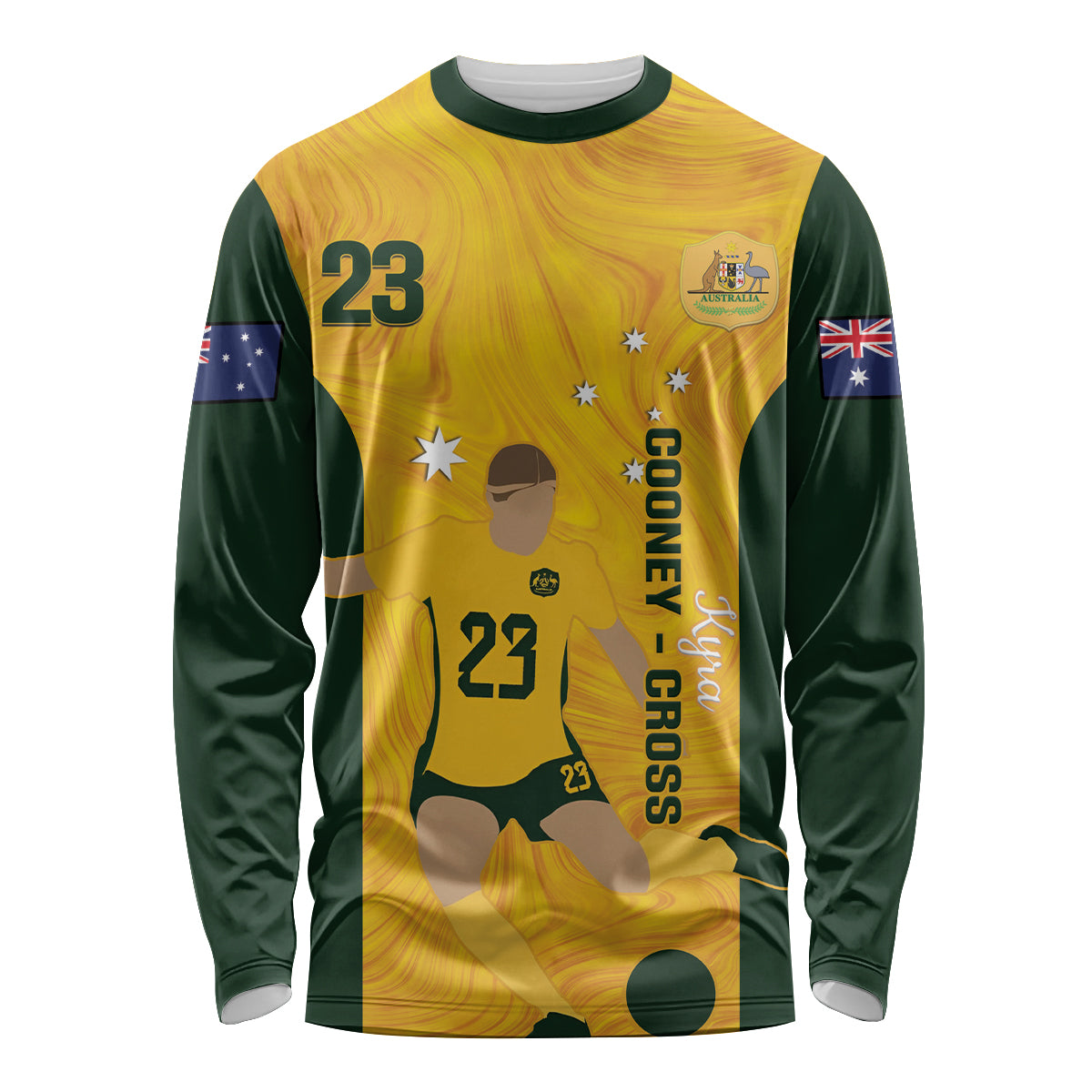 Australia Soccer Long Sleeve Shirt Cooney Cross Matildas Gold Version