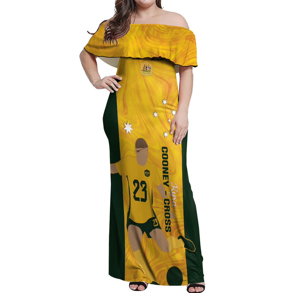 Australia Soccer Off Shoulder Maxi Dress Cooney Cross Matildas Gold Version