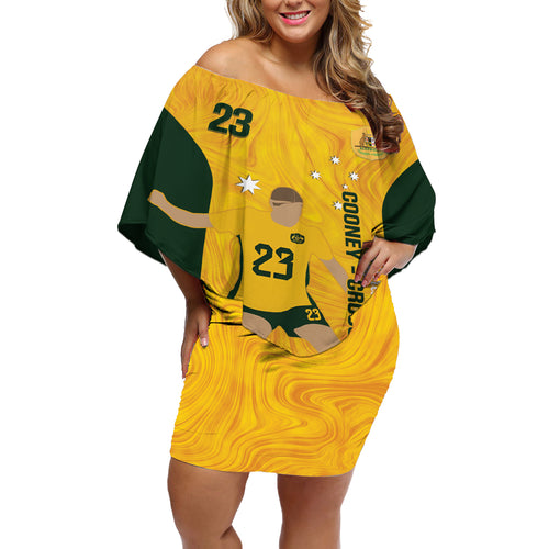 Australia Soccer Off Shoulder Short Dress Cooney Cross Matildas Gold Version