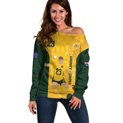 Australia Soccer Off Shoulder Sweater Cooney Cross Matildas Gold Version