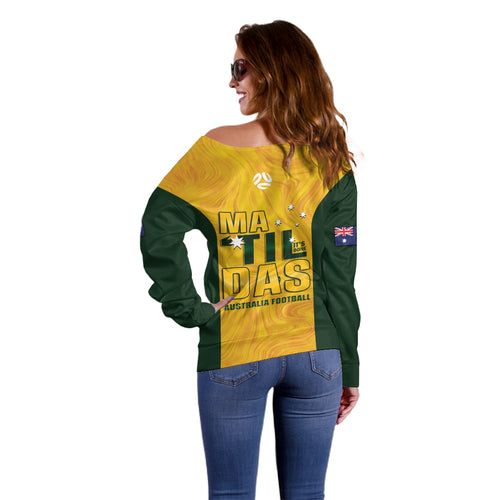 Australia Soccer Off Shoulder Sweater Cooney Cross Matildas Gold Version