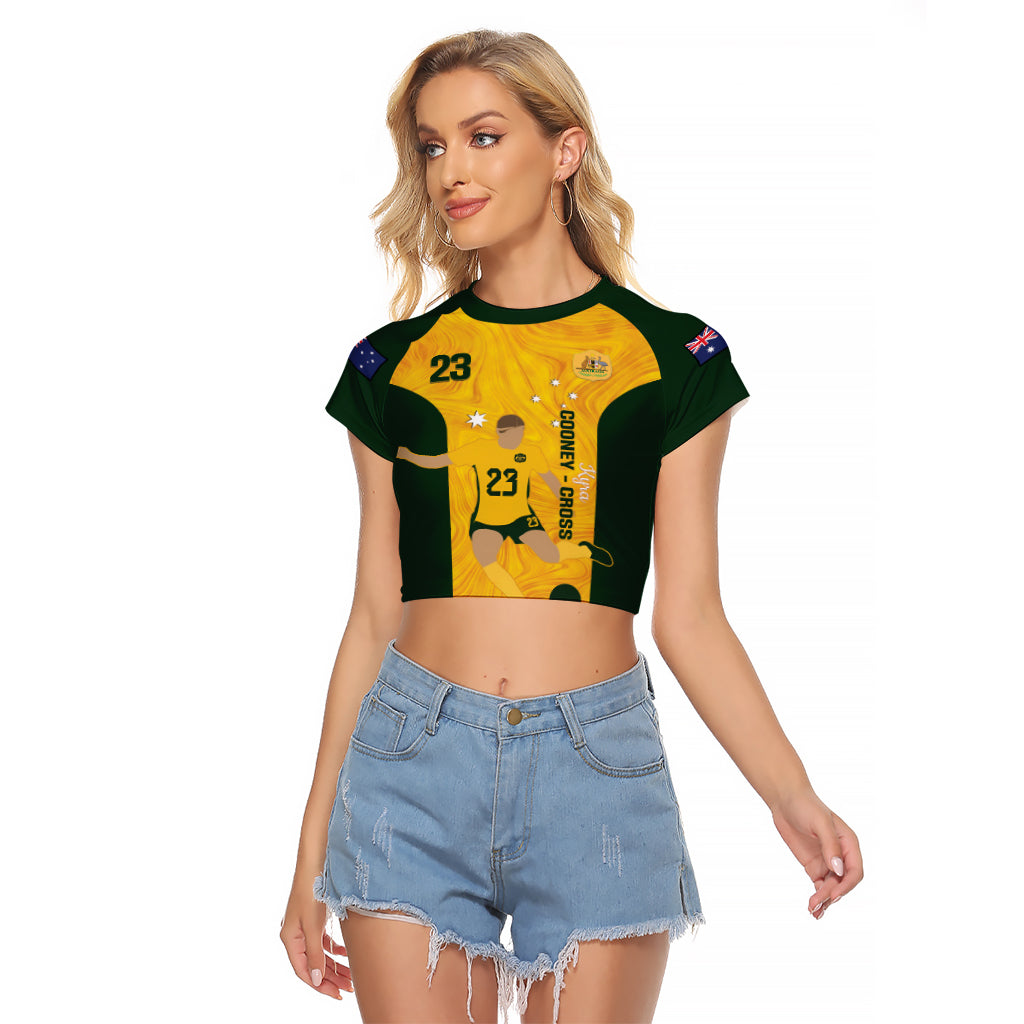 Australia Soccer Raglan Cropped T Shirt Cooney Cross Matildas Gold Version