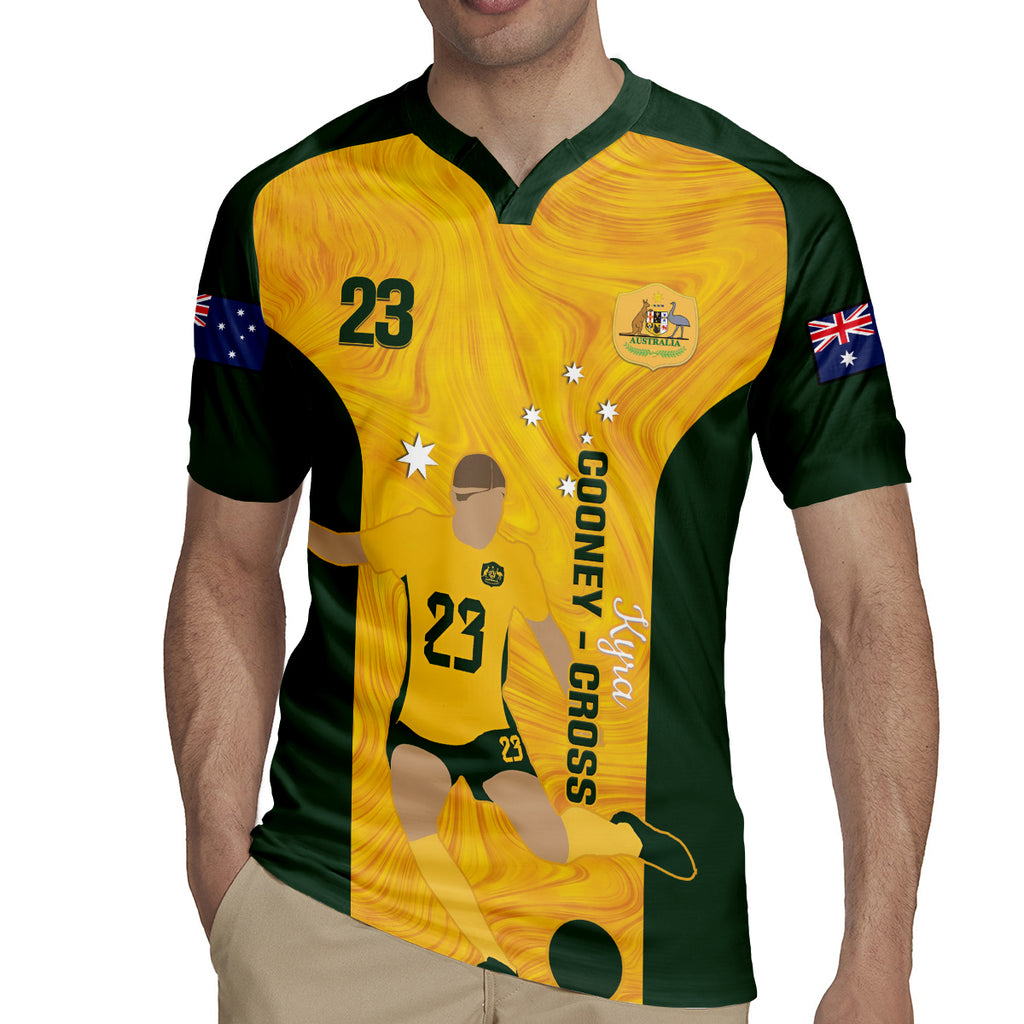 Australia Soccer Rugby Jersey Cooney Cross Matildas Gold Version