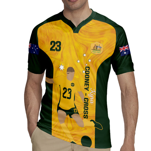 Australia Soccer Rugby Jersey Cooney Cross Matildas Gold Version