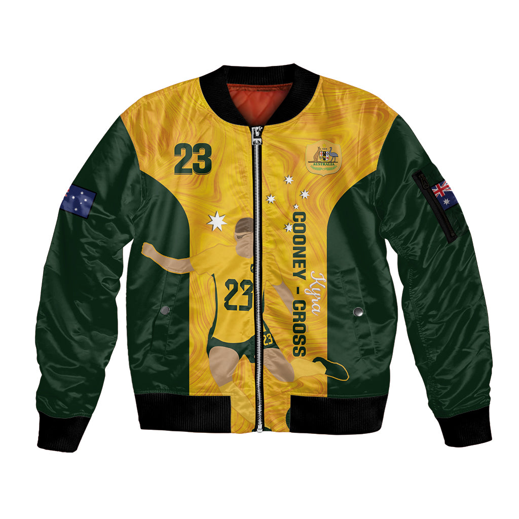Australia Soccer Sleeve Zip Bomber Jacket Cooney Cross Matildas Gold Version