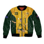 Australia Soccer Sleeve Zip Bomber Jacket Cooney Cross Matildas Gold Version