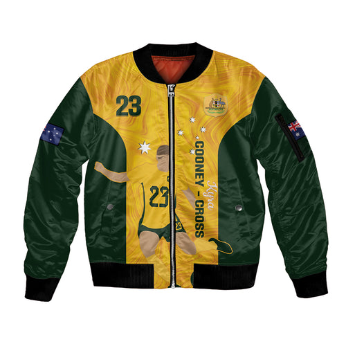 Australia Soccer Sleeve Zip Bomber Jacket Cooney Cross Matildas Gold Version