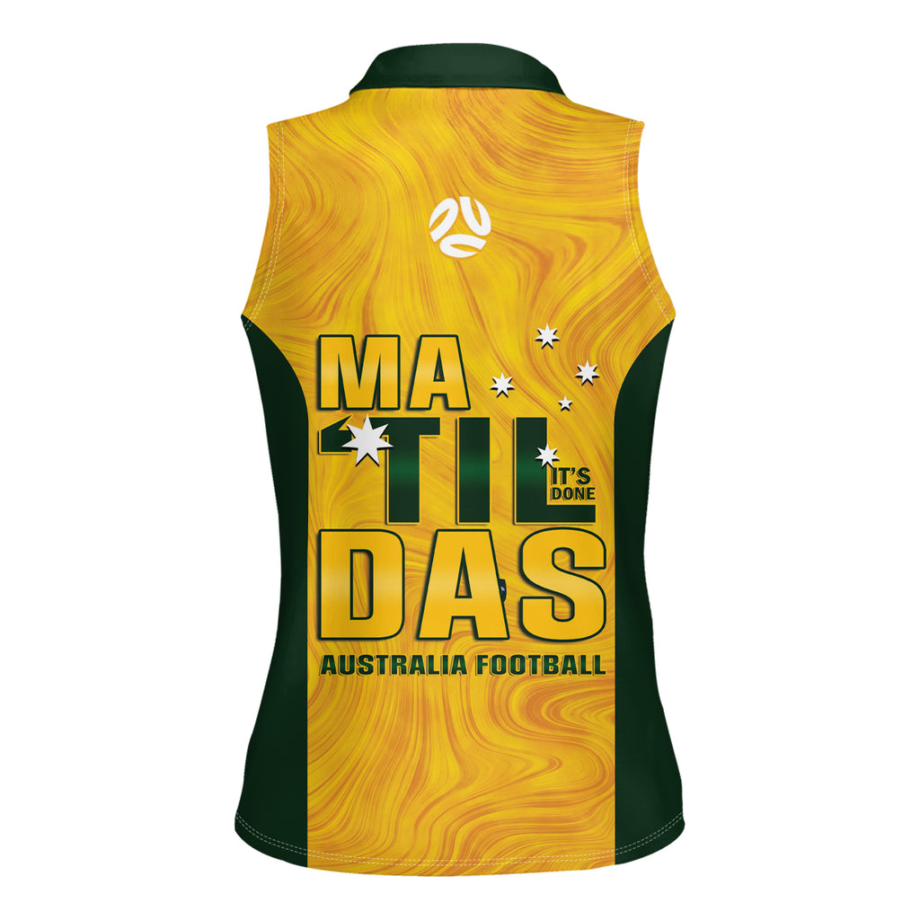 Australia Soccer Women Sleeveless Polo Shirt Cooney Cross Matildas Gold Version