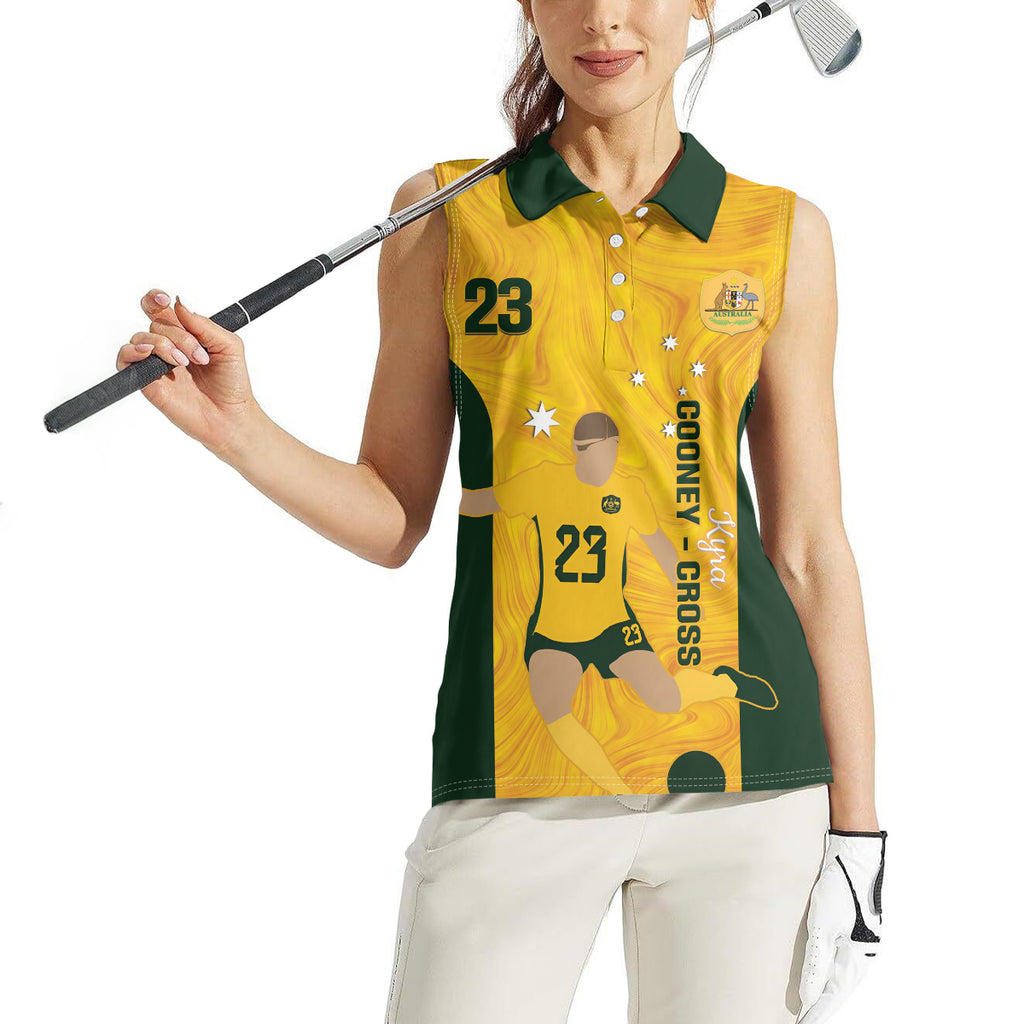 Australia Soccer Women Sleeveless Polo Shirt Cooney Cross Matildas Gold Version