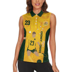 Australia Soccer Women Sleeveless Polo Shirt Cooney Cross Matildas Gold Version