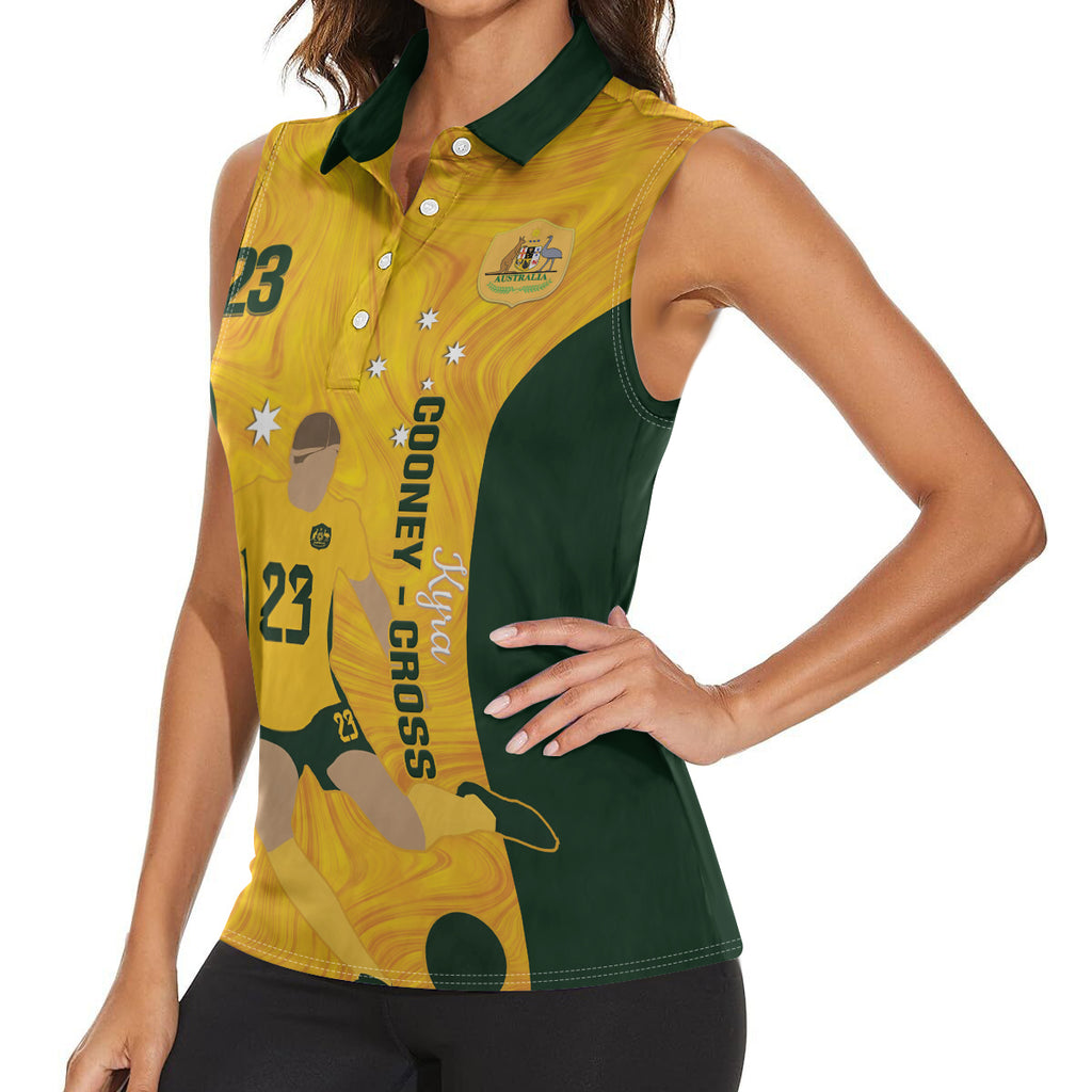 Australia Soccer Women Sleeveless Polo Shirt Cooney Cross Matildas Gold Version