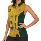 Australia Soccer Women Sleeveless Polo Shirt Cooney Cross Matildas Gold Version