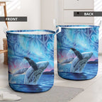 New Zealand Matariki Humpback Whale Laundry Basket Paikea Maori New Year Blue Galaxy