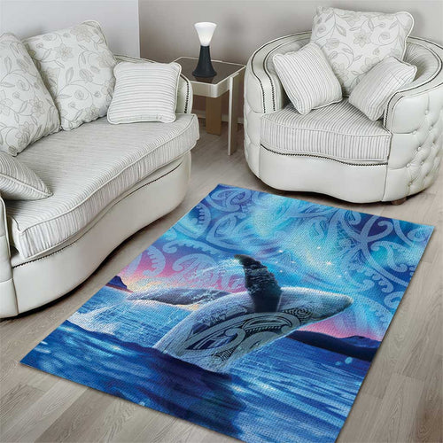 New Zealand Matariki Humpback Whale Area Rug Paikea Maori New Year Blue Galaxy