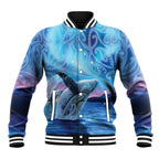 New Zealand Matariki Humpback Whale Baseball Jacket Paikea Maori New Year Blue Galaxy