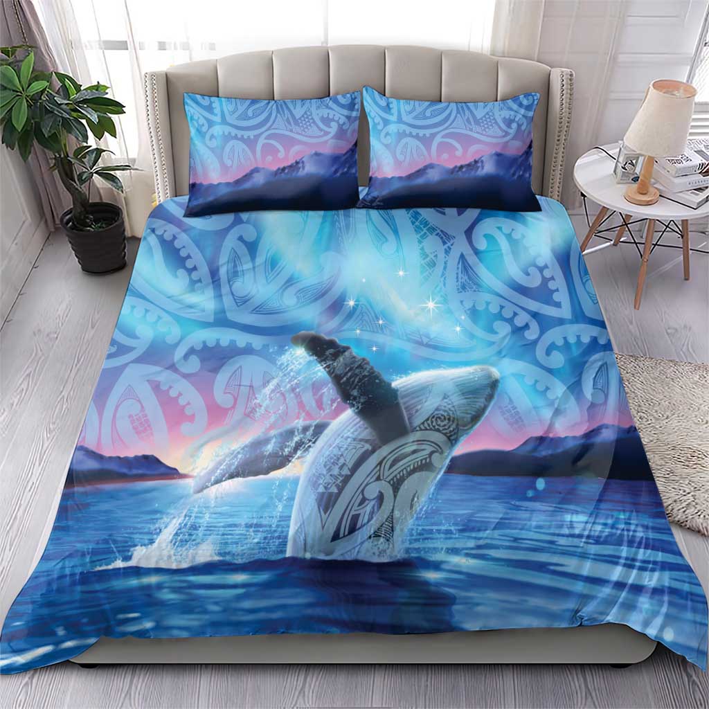 New Zealand Matariki Humpback Whale Bedding Set Paikea Maori New Year Blue Galaxy