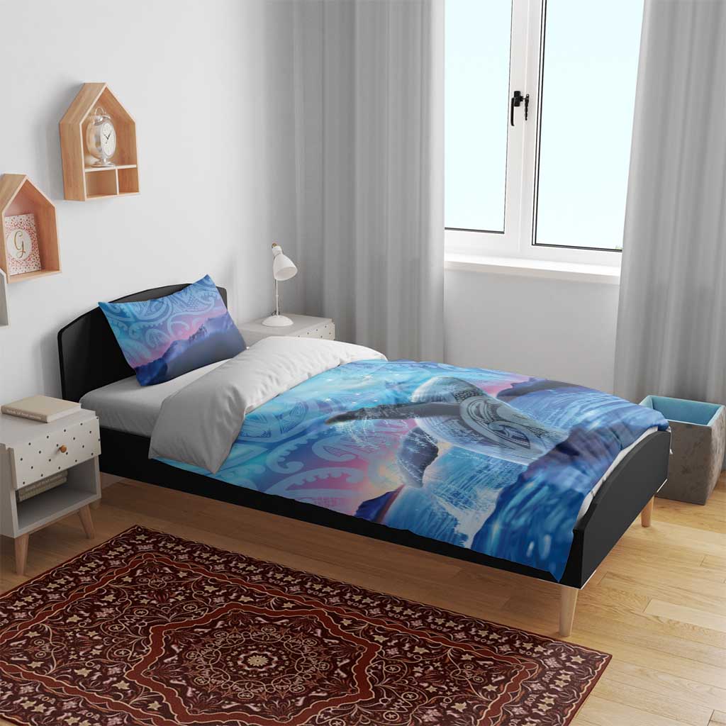 New Zealand Matariki Humpback Whale Bedding Set Paikea Maori New Year Blue Galaxy