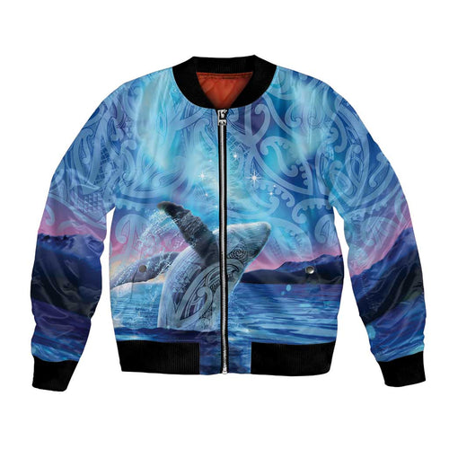 New Zealand Matariki Humpback Whale Bomber Jacket Paikea Maori New Year Blue Galaxy
