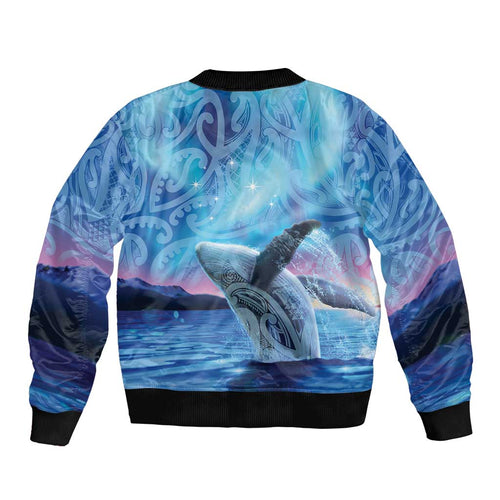 New Zealand Matariki Humpback Whale Bomber Jacket Paikea Maori New Year Blue Galaxy