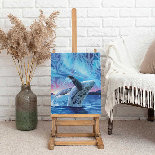 New Zealand Matariki Humpback Whale Canvas Wall Art Paikea Maori New Year Blue Galaxy