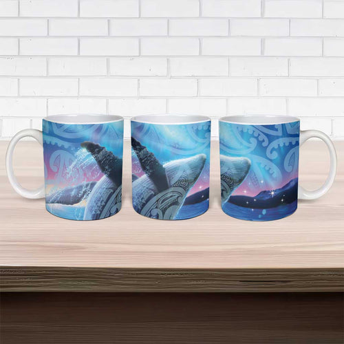 New Zealand Matariki Humpback Whale Ceramic Mug Paikea Maori New Year Blue Galaxy
