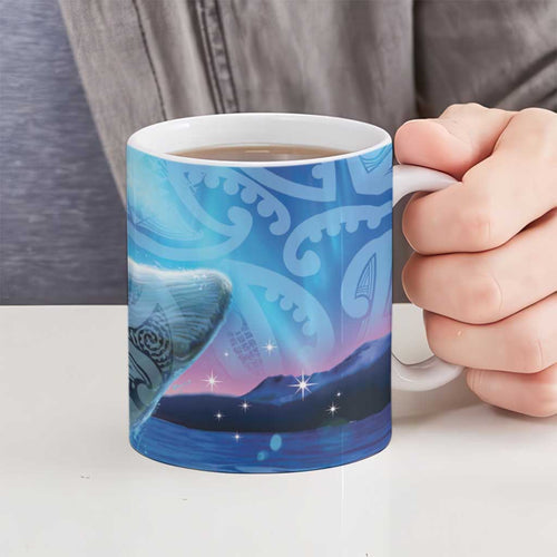 New Zealand Matariki Humpback Whale Ceramic Mug Paikea Maori New Year Blue Galaxy