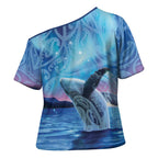 New Zealand Matariki Humpback Whale Cross Shoulder Shirt Paikea Maori New Year Blue Galaxy