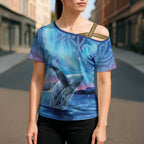 New Zealand Matariki Humpback Whale Cross Shoulder Shirt Paikea Maori New Year Blue Galaxy