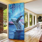 New Zealand Matariki Humpback Whale Door Cover Paikea Maori New Year Blue Galaxy