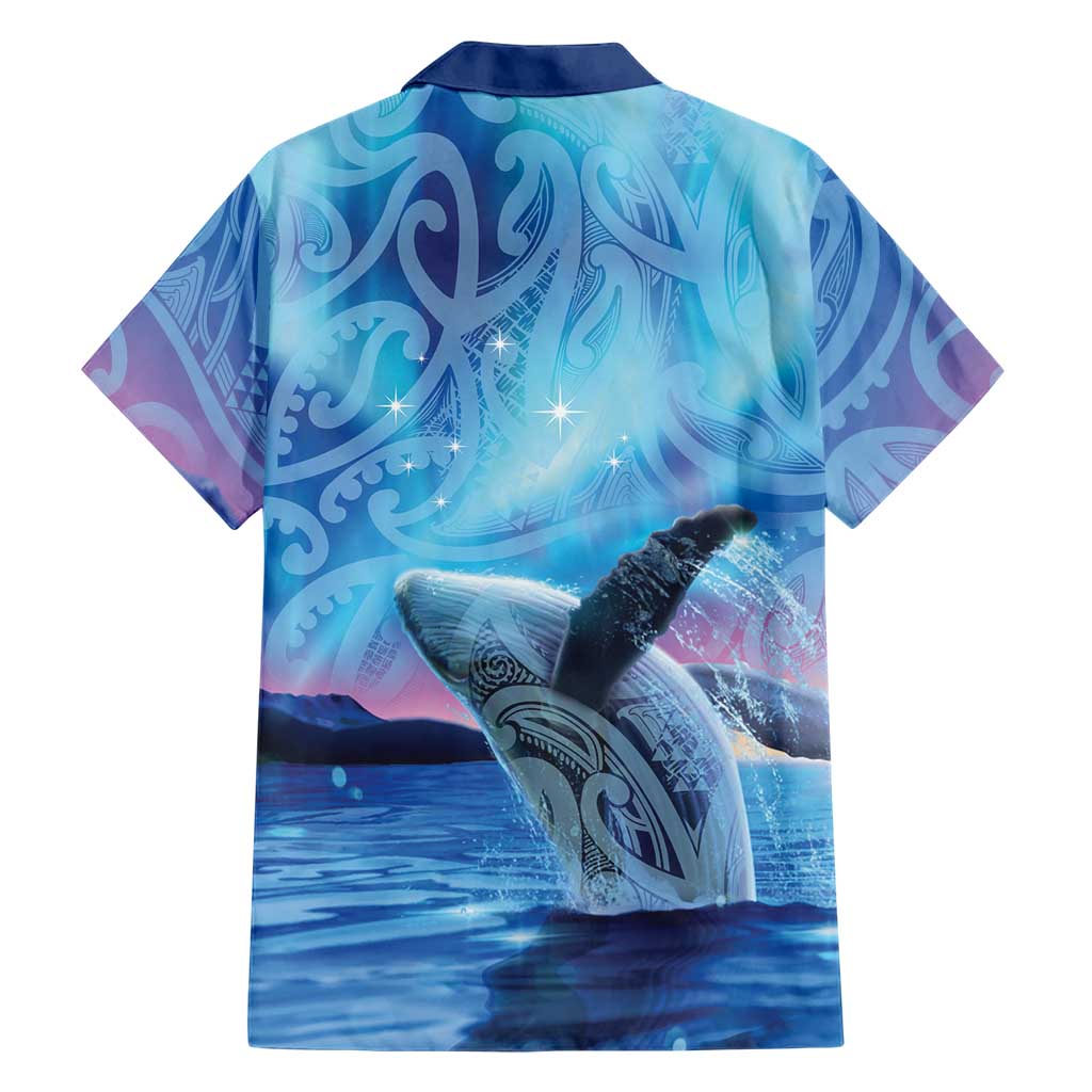 New Zealand Matariki Humpback Whale Family Matching Off Shoulder Maxi Dress and Hawaiian Shirt Paikea Maori New Year Blue Galaxy
