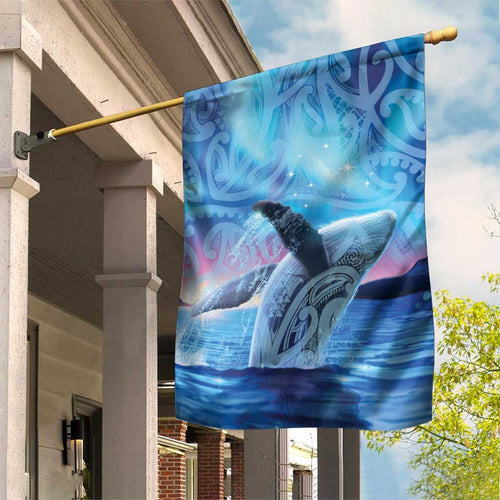 New Zealand Matariki Humpback Whale Garden Flag Paikea Maori New Year Blue Galaxy