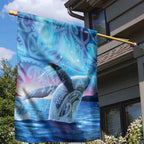 New Zealand Matariki Humpback Whale Garden Flag Paikea Maori New Year Blue Galaxy
