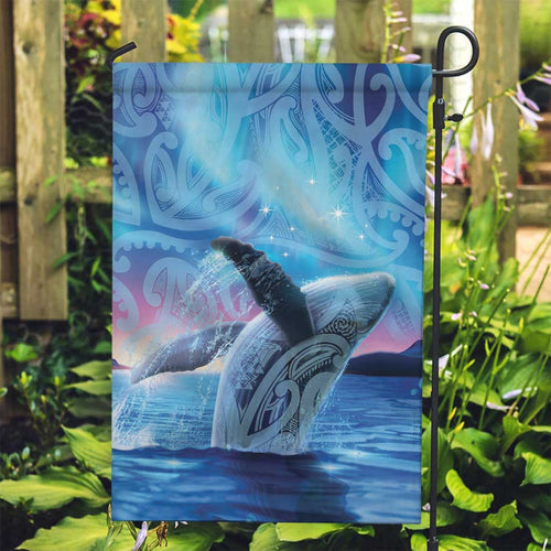 New Zealand Matariki Humpback Whale Garden Flag Paikea Maori New Year Blue Galaxy