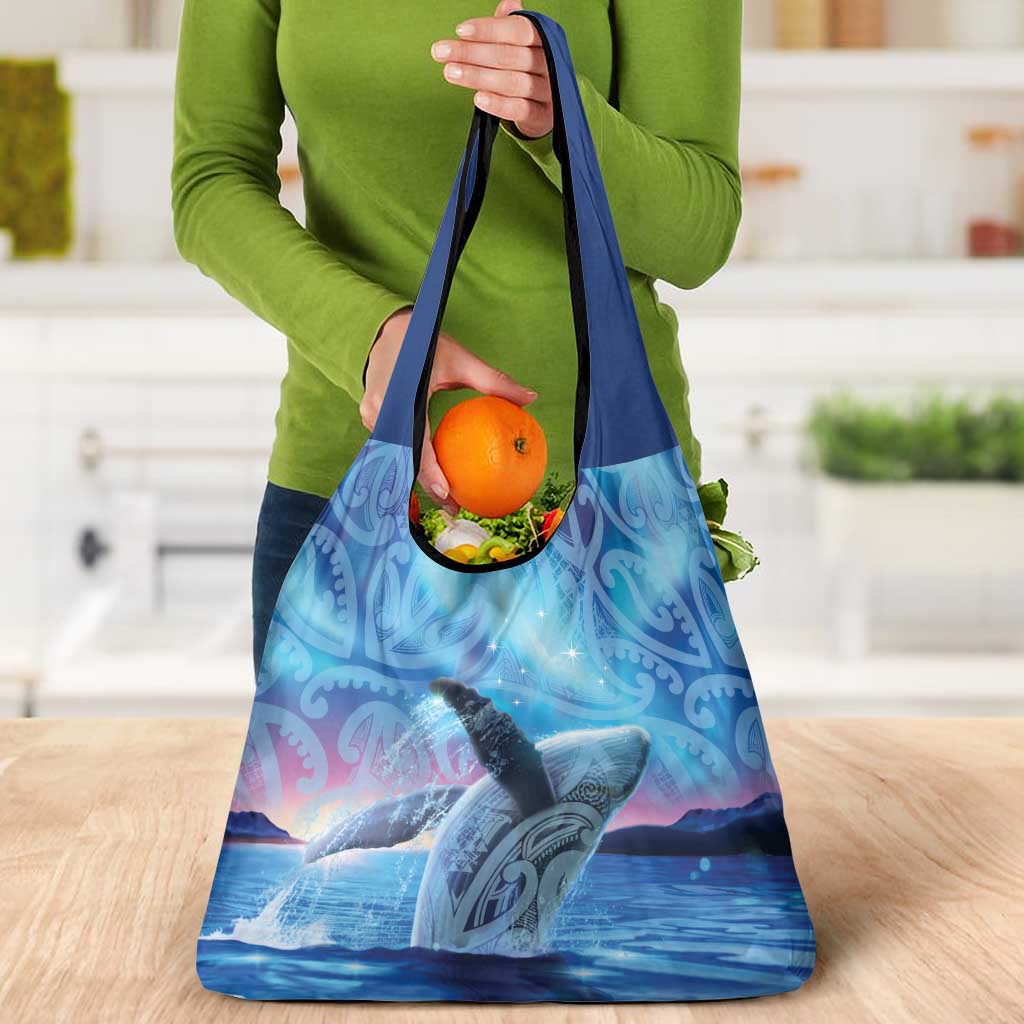 New Zealand Matariki Humpback Whale Grocery Bag Paikea Maori New Year Blue Galaxy