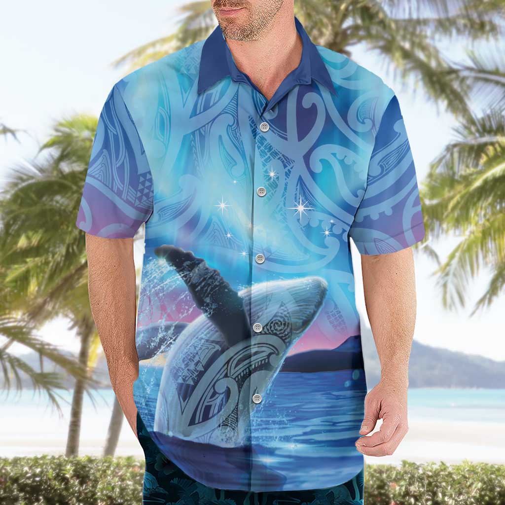 New Zealand Matariki Humpback Whale Hawaiian Shirt Paikea Maori New Year Blue Galaxy