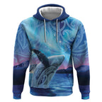 New Zealand Matariki Humpback Whale Hoodie Paikea Maori New Year Blue Galaxy
