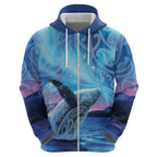 New Zealand Matariki Humpback Whale Hoodie Paikea Maori New Year Blue Galaxy
