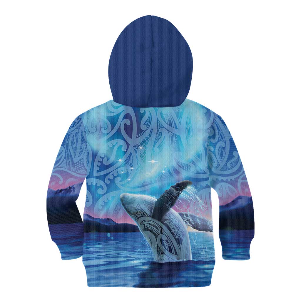 New Zealand Matariki Humpback Whale Kid Hoodie Paikea Maori New Year Blue Galaxy