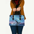 New Zealand Matariki Humpback Whale Leather Bag Paikea Maori New Year Blue Galaxy