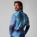New Zealand Matariki Humpback Whale Long Sleeve Polo Shirt Paikea Maori New Year Blue Galaxy