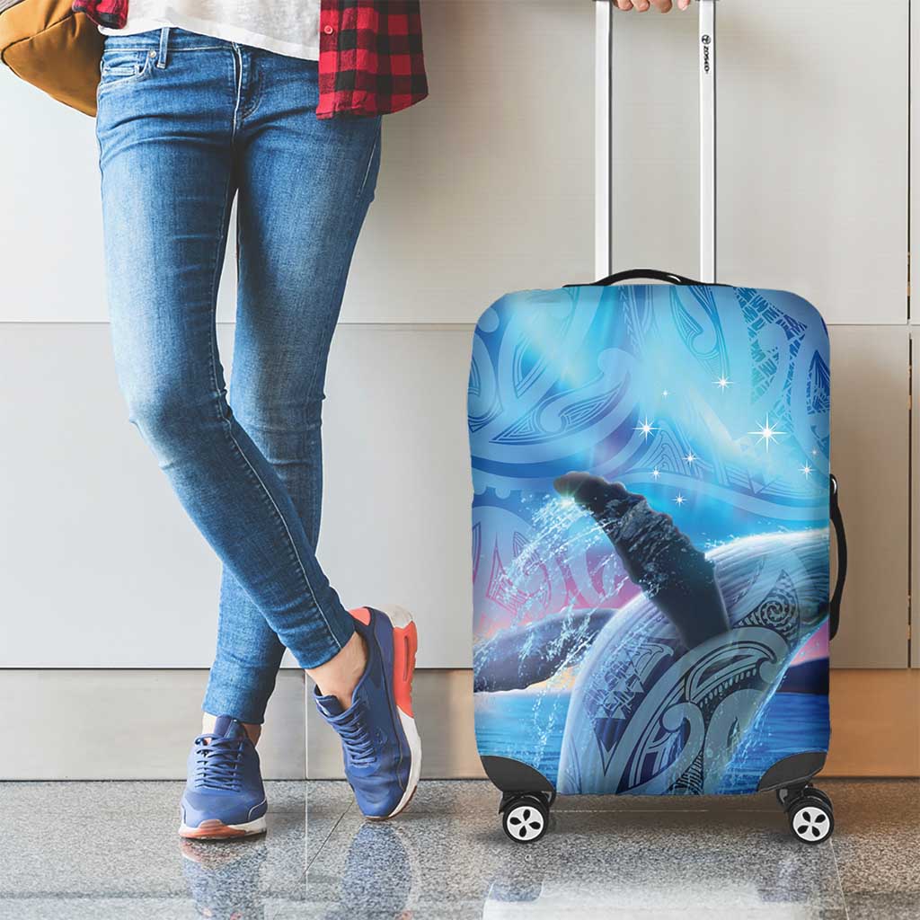 New Zealand Matariki Humpback Whale Luggage Cover Paikea Maori New Year Blue Galaxy