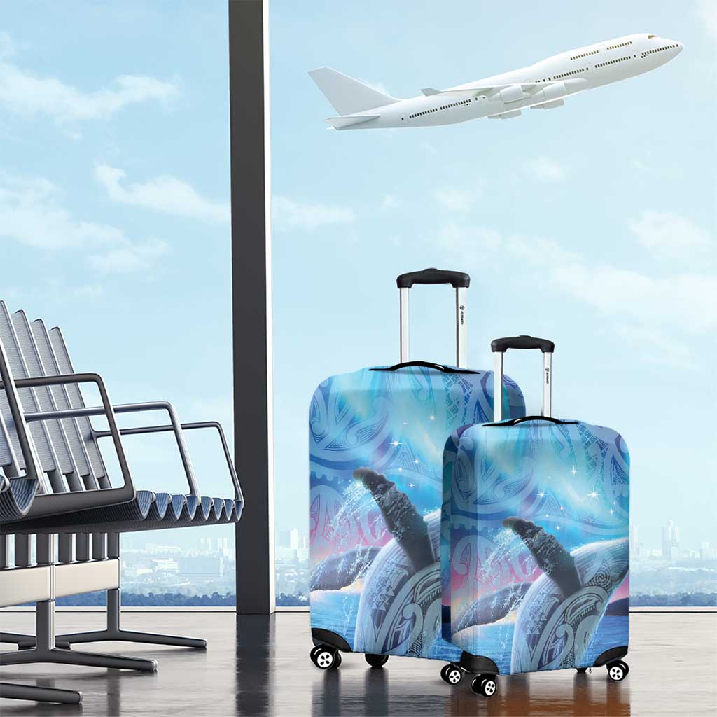 New Zealand Matariki Humpback Whale Luggage Cover Paikea Maori New Year Blue Galaxy