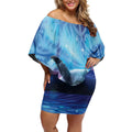 New Zealand Matariki Humpback Whale Off Shoulder Short Dress Paikea Maori New Year Blue Galaxy