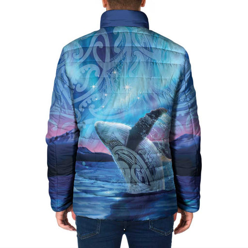 New Zealand Matariki Humpback Whale Padded Jacket Paikea Maori New Year Blue Galaxy