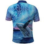 New Zealand Matariki Humpback Whale Polo Shirt Paikea Maori New Year Blue Galaxy